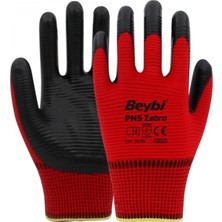 Beybi Pn5 Zebra Polyester Örme Nitril Eldiven