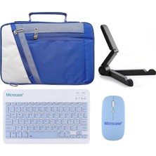 Microcase iPad 10.9 2022 10.nesil Uyumlu Tablet Çanta+Türkçe Bluetooth Klavye +Mouse+ Standı - Mavi AL4384