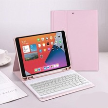 Ipad Air 5 Nesil M1 Çipli 10,9 ile Uyumlu Bluetooth Türkçe Q Klavyeli Kılıfı (Tablet Değildir), Açık Pembe