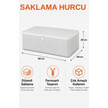 Arkhelais Hurç Saklama Hurcu – Baza Altı Hurç Fermuarlı Yorgan Battaniye Kıyafet Düzenleyici Gri Çizgili 60x40x20 cm 1 Adet