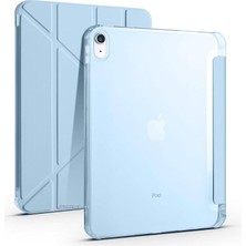 iPad (A16) 11INÇ 2025 Uyumlu Kılıf Üçgen Tri Folding Kalem Bölmeli Standlı Kılıfı A3355 Mavi