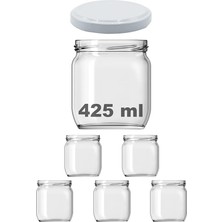 425 ml Metal Beyaz Kapaklı Şeffaf Cam Kavanoz 5 Adet