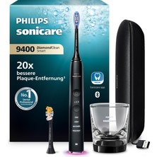 Philips Sonicare Diamondclean Smart 9400 Elektrikli Diş Fırçası, Uygulamalı Sonik Diş Fırçası, Basınç Sensörü, Fırça Başlığı Algılama, 4 Fırçalama Modu ve 3 Yoğunluk Seviyesi, Siyah, Model HX9917/89
