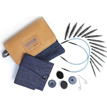 Set Değiştirilebilir Yuvarlak Örgü Şişleri Indigo Wood Short, 3,00 mm - 6,00 mm
