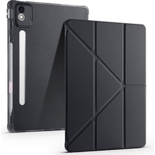 Lenovo Idea Tab Pro 12.7 (TB-373FU/ TB-375FC) ile Uyumlu Kılıf Tri Folding Silikon Kalem Bölmeli Katlanabilir Standlı Pu Deri Yumuşak Kapak, [akıllı Kapak, Uyku Modlu], Siyah