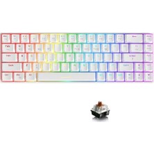 K685T Mekanik 82 Tuşlu Gaming Oyuncu Klavyesi-Rgb-Hot Swappable Beyaz- Brown Switch