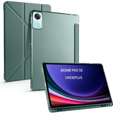 Redmi Pad Se 11INÇ ile Uyumlu Kılıf Kalem Bölmeli Trifolding Case Koyu Yeşil