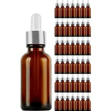 Amber 20 ml Metal Gümüş Sızdırmaz Kapaklı Dropper Damlalık Cam Şişe 42 Adet