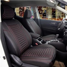 Grand Vitara ile Uyumlu Lüx Deri Oto Koltuk Kılıfı Ön Arka Takım Giydirme Model Siyah Kırmızı