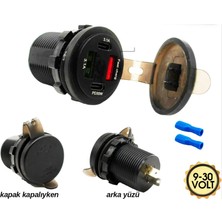 Ekolmaks Çakmak Soketi Marine 2 USB Li 2pd+Voltmetre 9-30 Volt