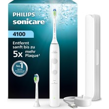 Philips Sonicare Series 4100 Elektrikli Diş Fırçası - Basınç Sensörlü Sonic Diş Fırçası, 4 Fırçalama Ayarı, Easystart, Smartimer, 21 Günlük Çalışma Süresi, Seyahat Çantası, Beyaz, HX4044/41, [yeni]