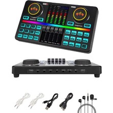 VS22 Üst Seviye Stüdyo Kayıt Canlı Yayın Şarjlı Ses Kartı Efektli Radyo Mikseri (Telefon ve Pc Podcast)