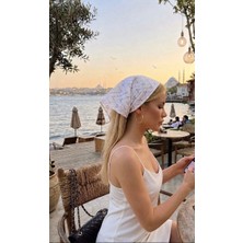 Kokoş Lila-Beyaz Bandana Yazlık