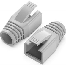 PX-CAT710 Cat7 RJ45 Koruma Kılıfı, 10 Adet Gri Cat7 Cover, Ethernet Network Lan Kablo Ucu Koruyucu Boot, Cat7 Cat8 RJ45 Konnektör Jack Kılıfı, Kablo Ucu Koruma Aparatı