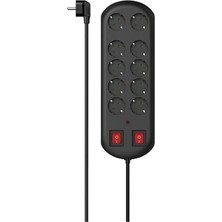 Akım Korumalı Priz, 2 Switches, 2m, Siyah