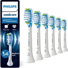 Philips Sonicare C3 Premium Plaque Defense, Orijinal Yedek Fırça Başlıkları, Beyaz, 6'lı Paket, HX9046/87