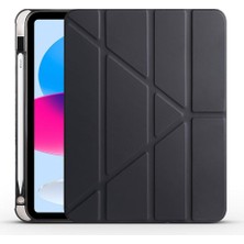 Ipad Air 11 M3 Çipli 2025 ile Uyumlu Kalem Bölümlü Standlı Uyku Modlu Akıllı Kılıf A3267, Siyah