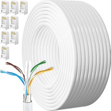Ethernet Kablosu 40 Metre Cat 6 Yüksek Hızlı 1000MBPS 250MHZ Koruması Internet Kablosu Beyaz Lan Kablosu Uzun 130FT Network Kablosu 40M Kurulum Ethernet Kabloları