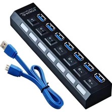 5258 7 Port USB 3.0 ve USB 2.0 Hub Anahtarlı Çoklayıcı Çoğaltıcı Switch