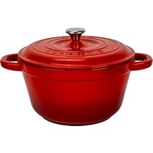 Döküm Yuvarlak Tencere Döküm Demir Kapak New Heritage Serisi Çap 22CM. Kırmızı