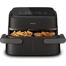 Philips Airfryer 1000 Serisi Esnek Sepet - 7,1 L Kapasiteli Sıcak Hava Fritözü, Rapidair Teknolojisi, 10 Pişirme Fonksiyonu, %90 Daha Az Yağ, Kompakt Tasarım, Homeıd Tarif Uygulaması (NA154/00)