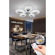 Damla Model 5"li Gümüş Kumandalı 3 Renk Modu Ledli Modern Plafonyer Salon Mutfak Çocuk Yatak Odası LED Avize