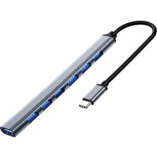 Type-C USB 3.0 7 Portlu Hub Otg Çoğaltıcı Pc Telefon Bilgisayar Uyumlu Veri Aktarımı Mouse Klavye Bağlantısı ADS303C