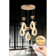 Damla Model 51LI Gold Kumandalı 3 Renk Modu Ledli Kristal Taşlı Modern Salon Mutfak Oturma Odası LED Avize