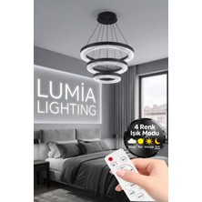 Vera Model Siyah Kumandalı 3 Renk Modu Ledli Modern Salon Mutfak Çocuk Yatak Odası LED Avize