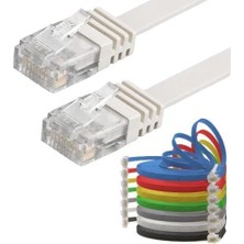 Cat6 Yassı RJ45 Ethernet (Network, Internet) Kablosu (15 Metre, Beyaz)
