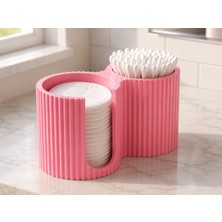 Hobby Fab Design Iki Bölmeli Pamuk Düzenleyici - Banyo Düzenleyici Organizer - Pamuk Düzenleyici - Q-Tip - Makyaj Pamuğu
