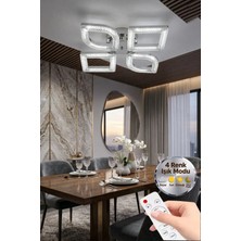 Vesta Model Gümüş 4"lü Kumandalı Ledli 3 Renk Modu Kristal Salon Mutfak Yatak Çocuk Odası Avize