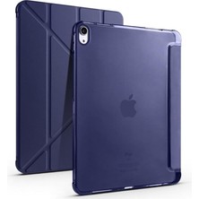 Ipad (10,nesil) 10.9" 2022 ile Uyumlu Katlanır Kalemlikli Standlı Uyku Modlu Akıllı Kılıf, Lacivert