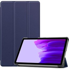 Samsung Galaxy Tab S8 X700 ile Uyumlu Tablet Kılıfı Smart Cover Uyku Modlu Standlı Arkası Sert Şeffaf Kapak - Lacivert