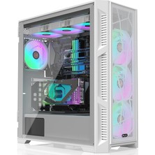 Ponos Ultra Beyaz Ms4 E-Atx Orta Kule Pc Kasası, Açılan Temperli Cam Yan Panel, Ön Kurulum 4 Argb Fan, Mesh Ön Panel, Beyaz (0R20B00228)