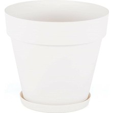 Saksı Dekoratif Tabaklı Saksı 10 Litre Kirli Beyaz Renk
