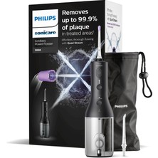Philips Sonicare Kablosuz Power Flosser 3000 Oral Irrigator, Diş, Diş Etleri ve Diş Bakımı Için Su Flosser, Siyah (Model HX3826/33)