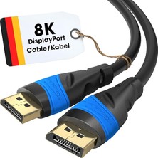 – 8k Displayport Kablo – 2m – Dp Kablosu, Almanya’da Geliştirilmiştir – 0,5-10M Arasında Mevcuttur (Pc/laptop Için Display Port Monitör Kablosu, 8K/4K@60Hz, 144Hz, Dolby Audio, Siyah)