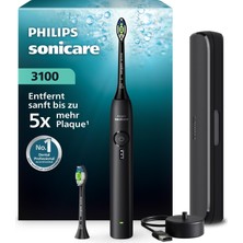 Philips Sonicare Series 3100 Elektrikli Diş Fırçası - Basınç Sensörlü Sonic Diş Fırçası, 3 Yoğunluk Seviyesi, Easystart, Smartimer, 14 Gün Çalışma Süresi, Seyahat Çantası, Siyah, HX4034/22, [yeni]