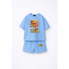 Fasardi Super Bear Adventure Süper Ayı Baskılı Oversize %100 Pamuk Kısa Kollu Unisex Çocuk T-Shirt