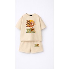 Fasardi Super Bear Adventure Süper Ayı Baskılı Oversize %100 Pamuk Kısa Kollu Unisex Çocuk T-Shirt