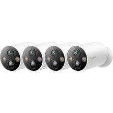 Tp-Link C425 4-Pack, 2k Qhd Kablosuz Bataryalı Güvenlik Kamerası, Yapay Zeka Desteği, Renkli Gece Görüşü, 300 Gün Şarj Süresi, IP66, Yerel/bulut Depolama, 150° Geniş Açılı, Solar Panel Desteği
