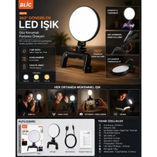Blic BLV19 360° Dönebilen Şarjlı LED Telefon Işığı – 3 Renk Modlu Klipsli Selfie ve Video Çekim Lambası