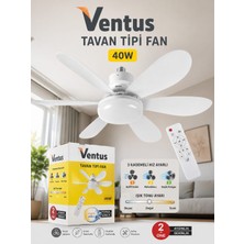Ventus 40W Kumandalı Tavan Tipi Fan ve LED Aydınlatma – 3 Kademeli Hız Ayarlı, 3 Renk Işık Modlu