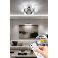 Küre Model Gümüş 6"lı Kumandalı Ledli 3 Renk Modu Kristal Salon Mutfak Yatak Çocuk Odası Avize