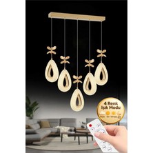 Damla Model 5"li Gold Kumandalı 3 Renk Modu Yemek Masası Oturma Çocuk Yatak Odası Modern Ledli Avize