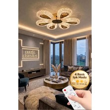 Damla Model 6"lı Gold Kumandalı 3 Renk Modu Ledli Modern Plafonyer Salon Mutfak Çocuk Yatak Odası LED Avize
