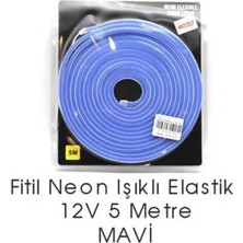 Ekolmaks Neon Isık Fitil Seffaf Elastik 5 M Mavi 12 V