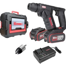 Kress KUC50.2 20VOLT/4.0AH. Li-Ion Çift Akülü Kömürsüz 1.7j Profesyonel Sds-Plus Pnömatik Şarjlı Mat