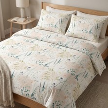 Maki Home %100 Pamuklu Pastel Çiçek Baskılı 240X220+2*(50X70) Battal Boy Nevresim ve Yastık Kılıfı